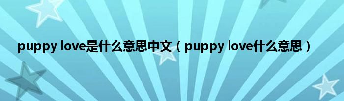 puppy love是是什么意思中文（puppy love是什么意思）