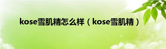 kose雪肌精怎么样（kose雪肌精）