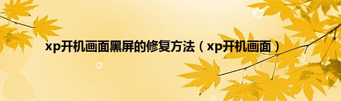 xp开机画面黑屏的修复方法（xp开机画面）