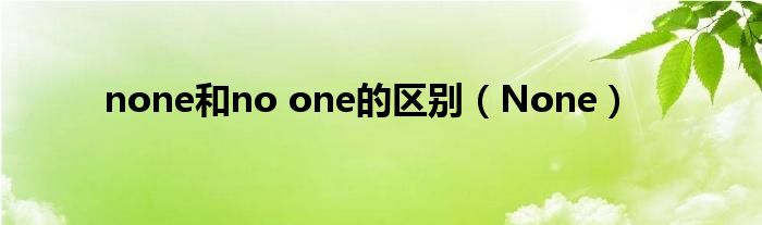 none和no one的区别（None）