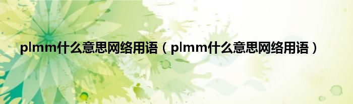 plmm什么意思网络用语（plmm什么意思网络用语）