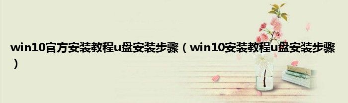 win10官方安装教程u盘安装步骤（win10安装教程u盘安装步骤）