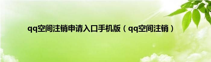 qq空间注销申请入口手机版（qq空间注销）