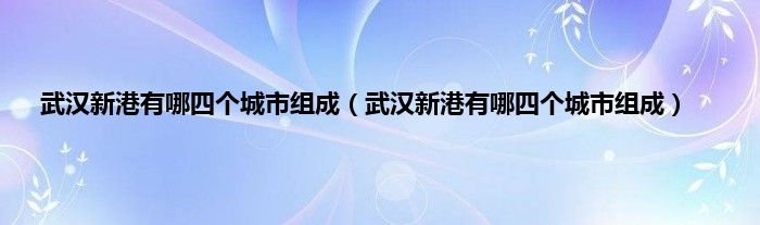 武汉新港有哪四个城市组成（武汉新港有哪四个城市组成）