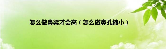 怎么做鼻梁才会高（怎么做鼻孔缩小）