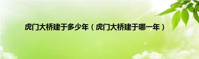 虎门大桥建于多少年（虎门大桥建于哪一年）