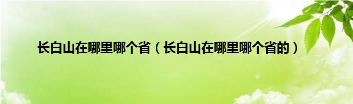 长白山在哪里哪个省（长白山在哪里哪个省的）