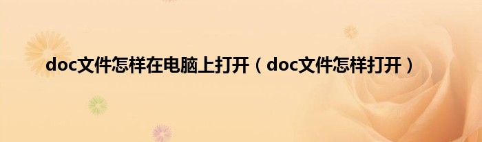 doc文件怎样在电脑上打开（doc文件怎样打开）