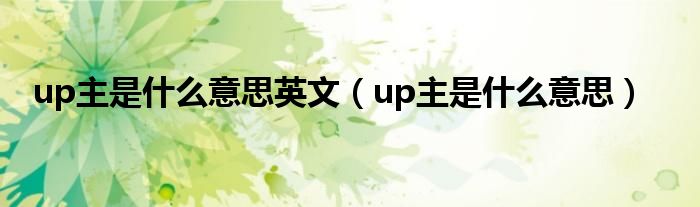 up主是什么意思英文（up主是什么意思）