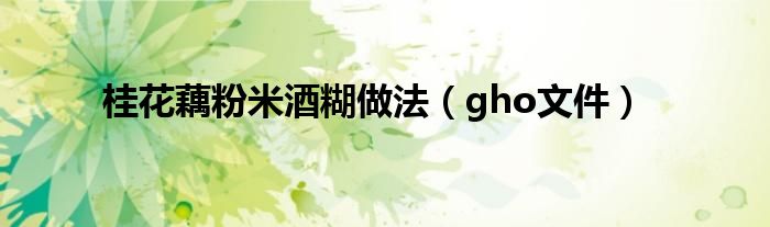 桂花藕粉米酒糊做法（gho文件）