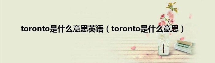 toronto是什么意思英语（toronto是什么意思）