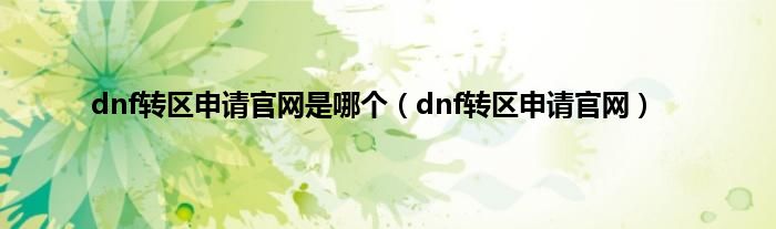 dnf转区申请官网是哪个（dnf转区申请官网）