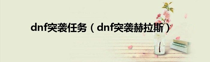 dnf突袭任务（dnf突袭赫拉斯）