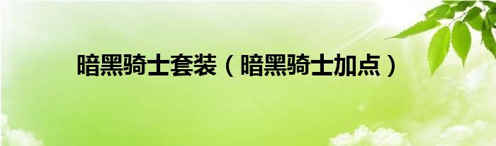 暗黑骑士套装（暗黑骑士加点）