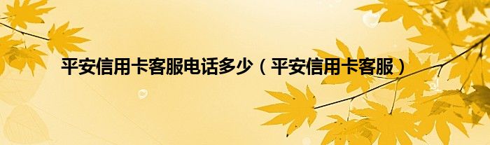 平安信用卡客服电话多少（平安信用卡客服）