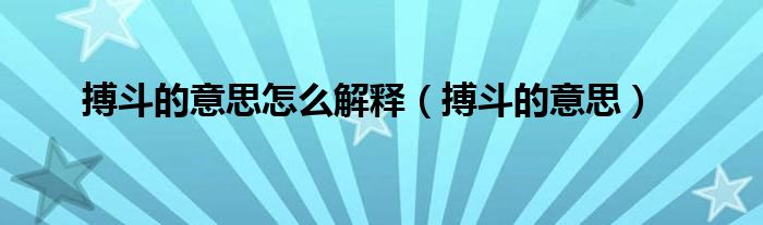 搏斗的意思怎么解释（搏斗的意思）