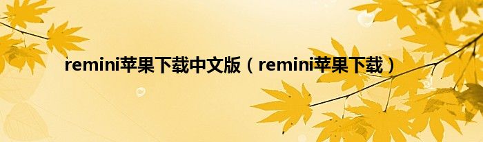 remini苹果下载中文版（remini苹果下载）