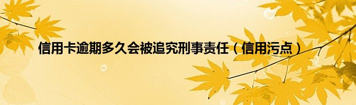 信用卡逾期多久会被追究刑事责任（信用污点）