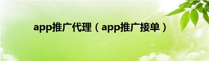 app推广代理（app推广接单）