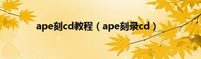 ape刻cd教程（ape刻录cd）