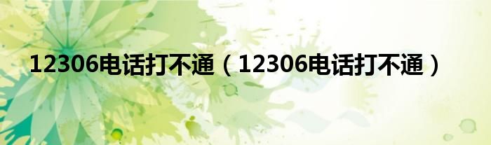 12306电话打不通（12306电话打不通）