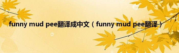 funny mud pee翻译成中文（funny mud pee翻译）