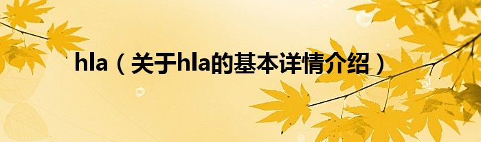 hla（关于hla的基本详情介绍）