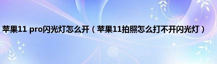 苹果11 pro闪光灯怎么开（苹果11拍照怎么打不开闪光灯）