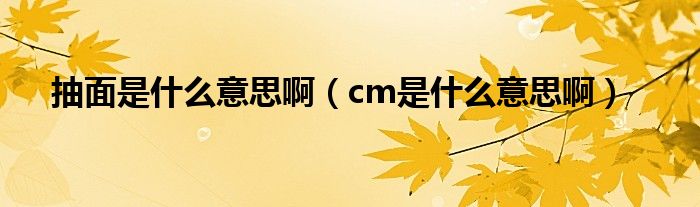 抽面是什么意思啊（cm是什么意思啊）