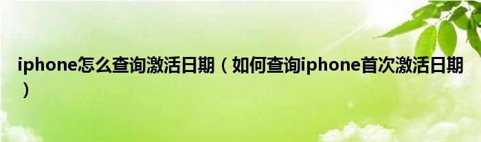 iphone怎么查询激活日期（如何查询iphone首次激活日期）