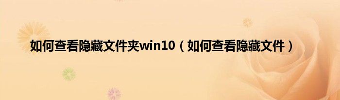 如何查看隐藏文件夹win10（如何查看隐藏文件）