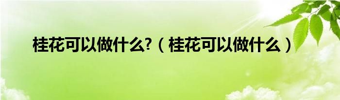 桂花可以做是什么?（桂花可以做是什么）