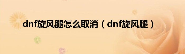 dnf旋风腿怎么取消（dnf旋风腿）