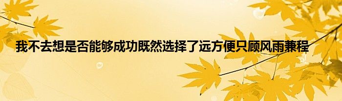 我不去想是否能够成功既然选择了远方便只顾风雨兼程