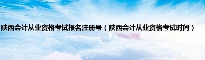 陕西会计从业资格考试报名注册号（陕西会计从业资格考试时间）