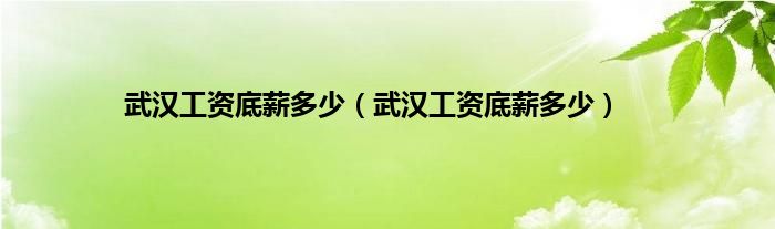 武汉工资底薪多少（武汉工资底薪多少）