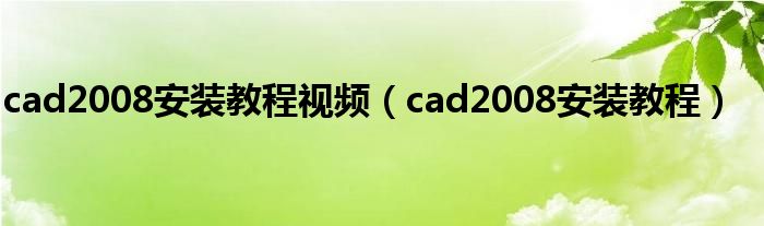 cad2008安装教程视频（cad2008安装教程）