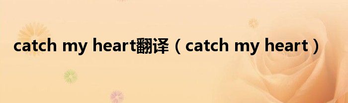 catch my heart翻译（catch my heart）