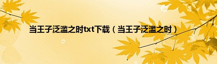 当王子泛滥之时txt下载（当王子泛滥之时）