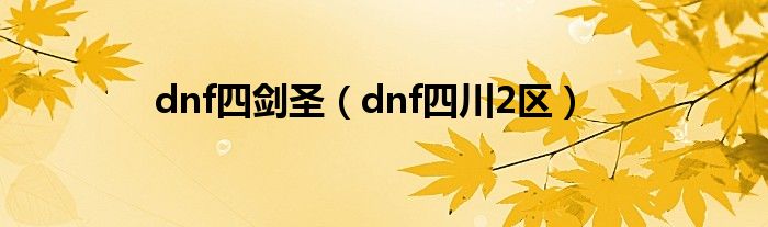 dnf四剑圣（dnf四川2区）