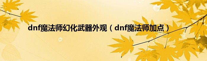 dnf魔法师幻化武器外观（dnf魔法师加点）