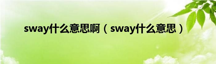 sway是什么意思啊（sway是什么意思）