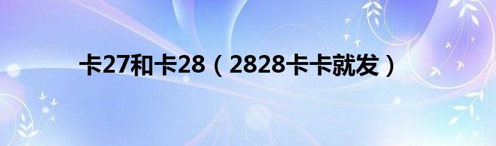 卡27和卡28（2828卡卡就发）