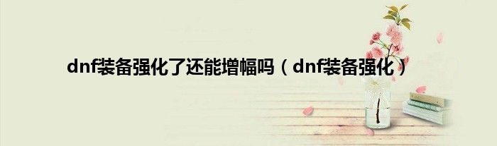 dnf装备强化了还能增幅吗（dnf装备强化）