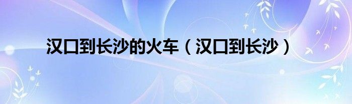 汉口到长沙的火车（汉口到长沙）