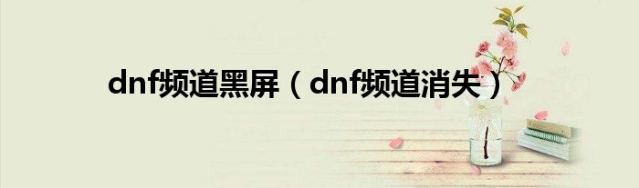 dnf频道黑屏（dnf频道消失）