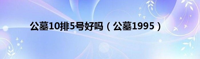 公墓10排5号好吗（公墓1995）