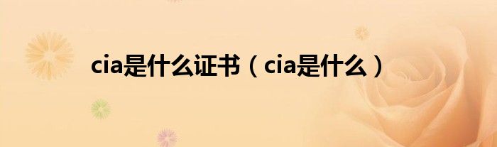 cia是是什么证书（cia是是什么）