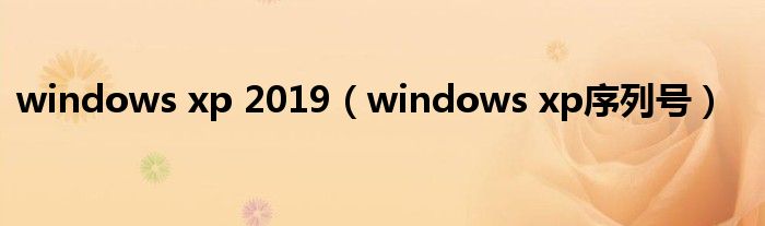 windows xp 2019（windows xp序列号）