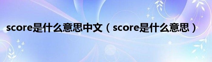 score是是什么意思中文（score是是什么意思）